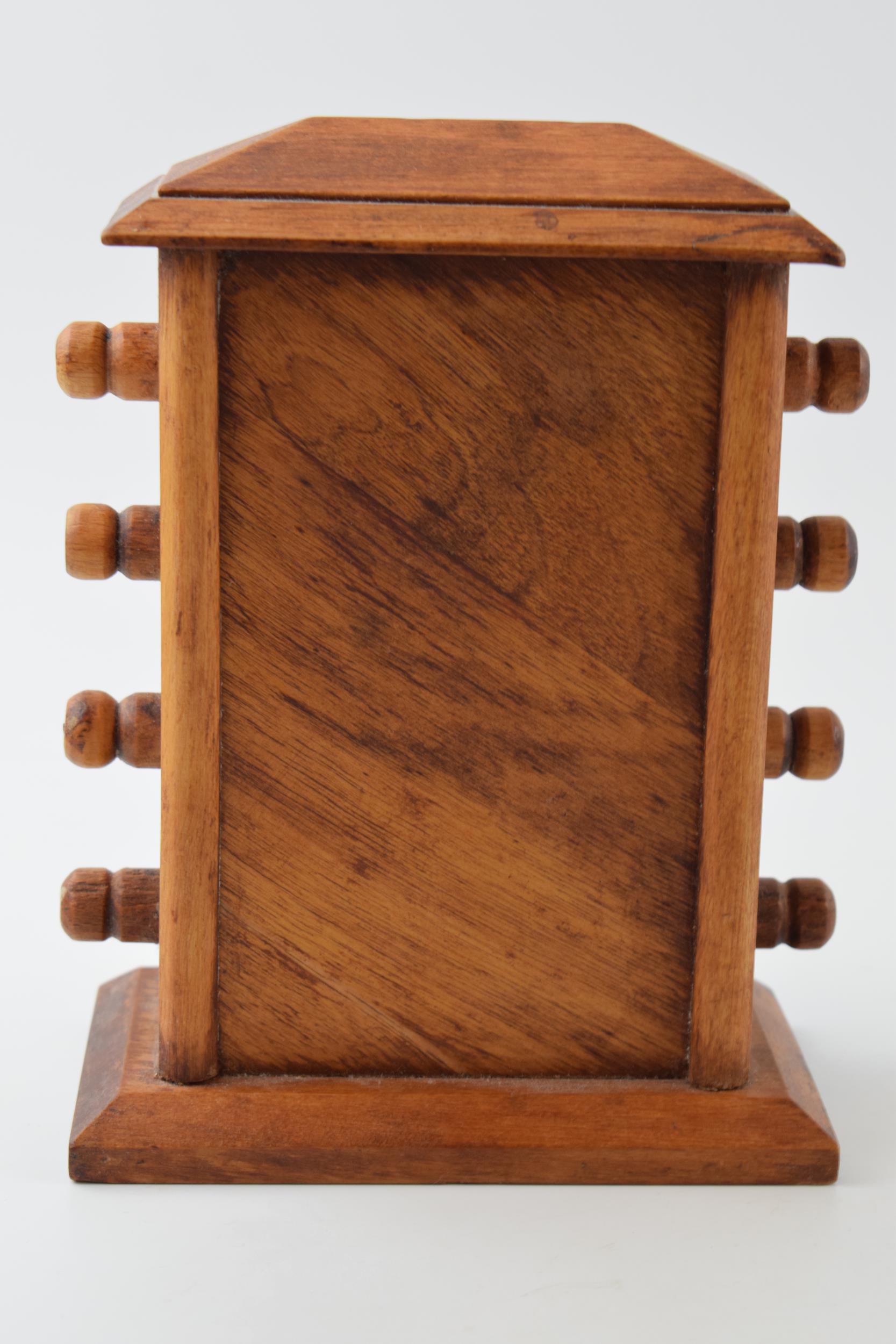 Vintage style perpetual calendar in wooden case with scroll like action, 17cm tall. - Image 3 of 4