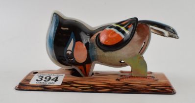 Tinplate clockwork "Fattiao Zhumuniao Woodpecker with key. In working order.