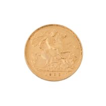 22ct gold half sovereign 1906.