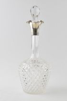 Hallmarked silver large cut glass decanter, John Grinsell, London 1900, 35cm tall. In good and clean