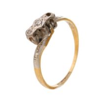 18ct gold and platinum diamond ring, 2.2 grams, stone missing.