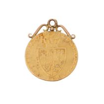 Full Guinea pendant 1794. Coin is 22ct gold with 9ct gold scroll top mount, weight 8.62