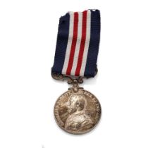 King George V silver medal with ribbon 'The Military Medal', 'For Bravery in the Field' awarded to