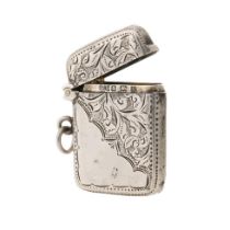 Hallmarked silver vesta case with engraved decoration, 15.8 grams, Birmingham.