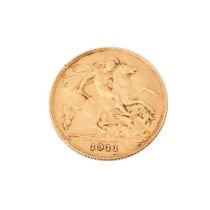 22ct gold half sovereign 1911.