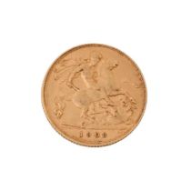 22ct gold half sovereign 1908.