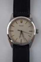 Rolex Oyster Precision gentleman's wristwatch. 34mm case Silver tone dial with applied baton