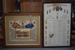 A framed photo of the Royal Marine Light Infantry, Gibraltar, W H Franklin, with a Royal Marine