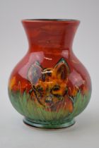 Anita Harris Art Pottery vase, decorated with a Fox, 15cm tall, signed by Anita. In good condition