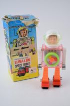 Boxed Luna Len Space Robot, battery operated, made in Hong Kong. Untested.