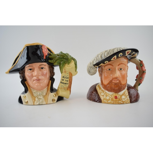 Large Royal Doulton character jug Captain Bligh D6967 with Royal Worcester Henry VIII (2). In good