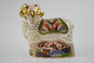 Boxed Royal Crown Derby Paperweight Imari Ram, exclusive to the RCD visitor centre, first quality