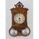 A Wurttemberg kitchen wall alarm clock, Wurttemberg mark to movement. Double alarm bells with