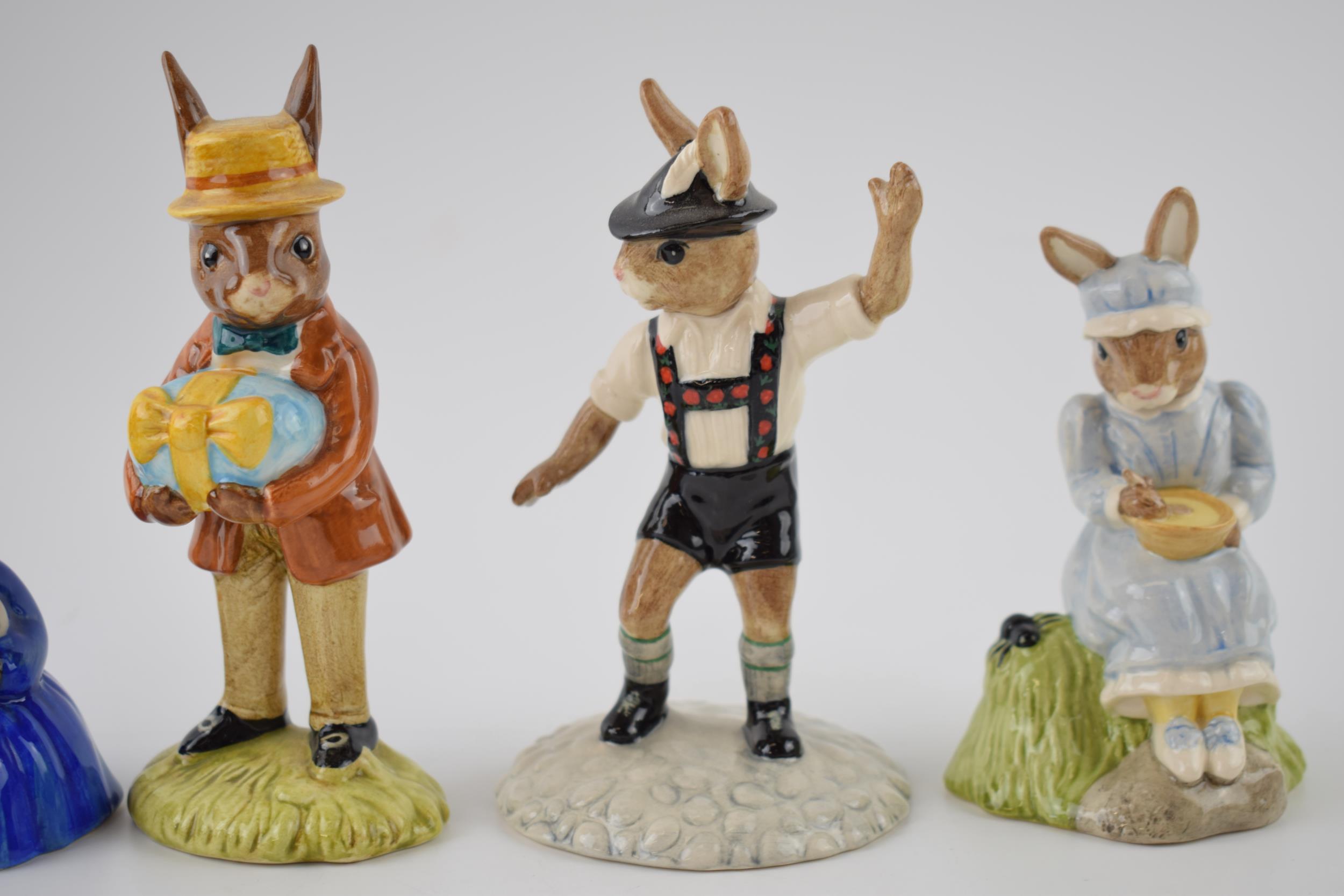 Boxed Royal Doulton Bunnykins to include Tyrolean Dancer, Little Miss Muffet, Susan, Family - Image 2 of 3