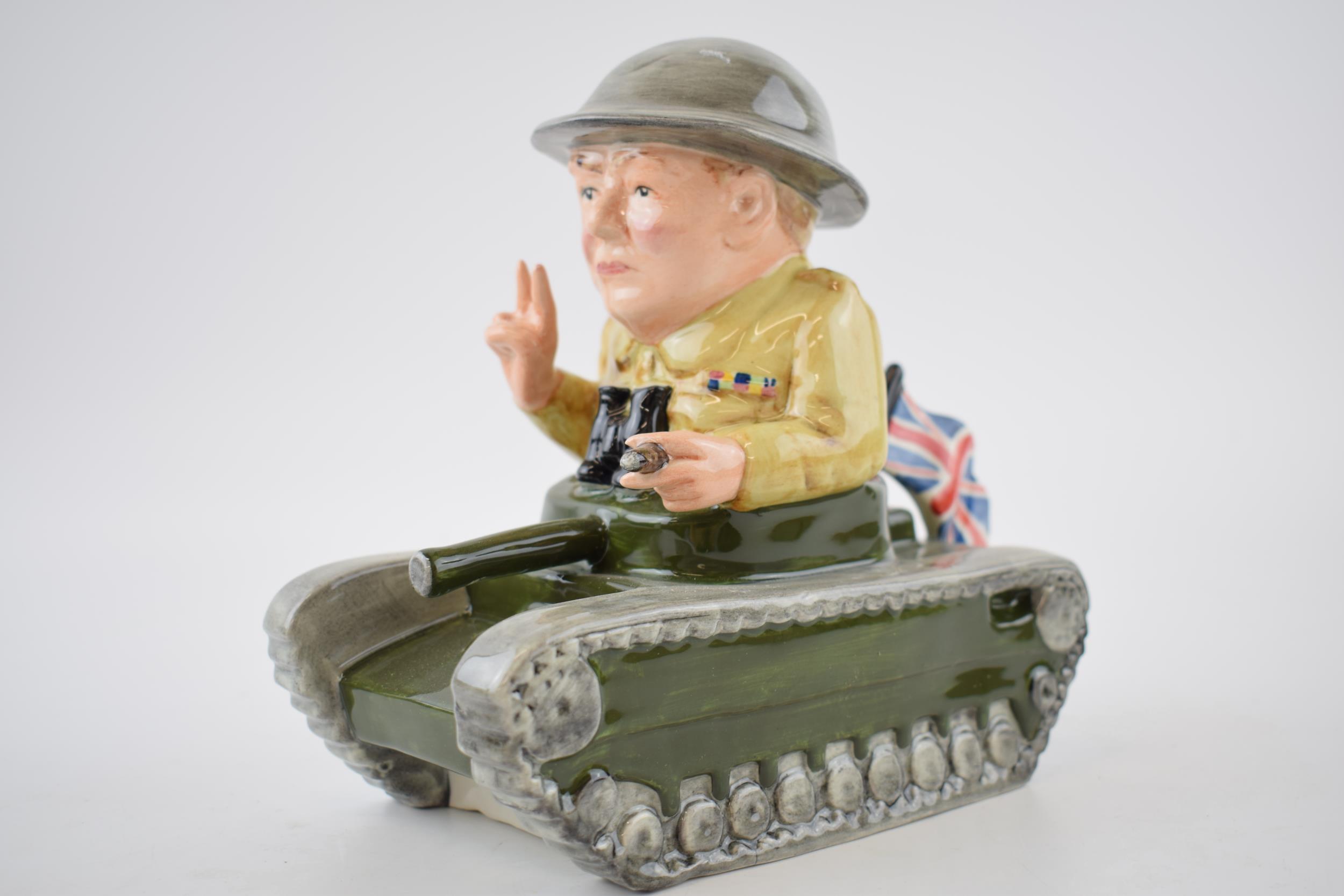 Bairstow Manor Collectables comical model of Winston Churchill in a tank, 20cm tall. In good