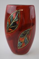 Anita Harris Art Pottery vase, decorated with Leaves, 20cm tall, signed by Anita, a trial vase. In