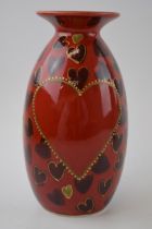 Anita Harris Art Pottery vase, decorated with Hearts, 21cm tall. In good condition with no obvious