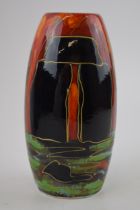 Anita Harris Art Pottery skittle vase, decorated with Stonehenge, 18cm tall, signed by Anita. In