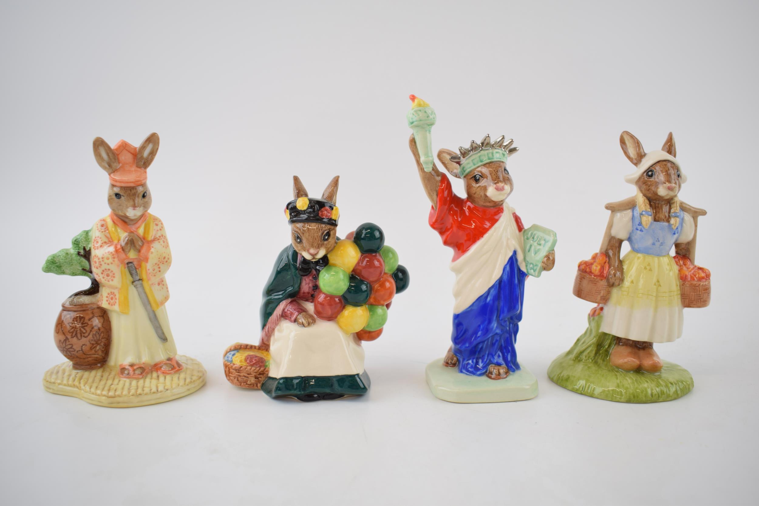 Boxed Royal Doulton Bunnykins, all limited edition, to include the Old Balloon Seller, Samurai,