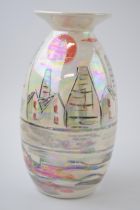 Anita Harris Art Pottery vase, decorated with Potteries Past design in a cream ware, 21cm tall,