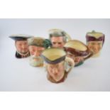 Large Royal Doulton character jugs to include Sam Johnson, Henry VIII, Robinson Crusoe and others (