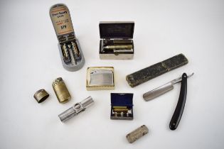 A collection of vintage shaving items to include boxed Gillette PAT. 133963, An Every Razor,