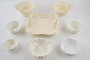 A collection of ceramics to include Copeland Spode white cabbage leaf bowls, 3" - 5" (5) together