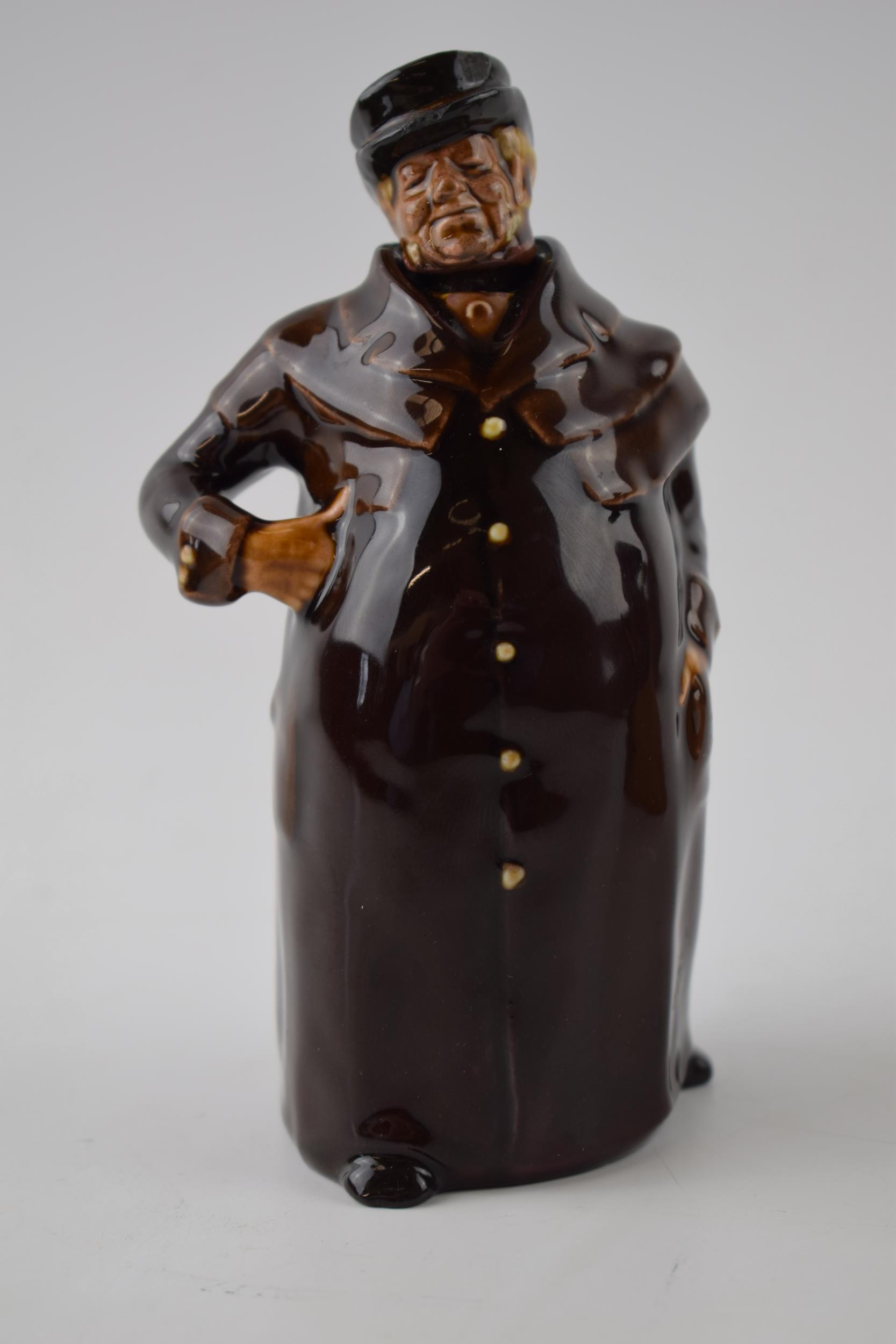 Royal Doulton Kingsware miniature figural whisky flagon, The Coachman, 14cm tall. Body is in good