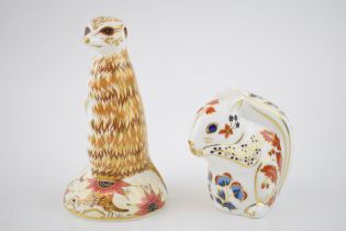 Two Royal Crown Derby paperweights, Meercat (13cm high) and a Squirrel, date mark for 1992 (LV),