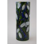 Anita Harris Art Pottery cylindrical vase, decorated with the Snowdrop pattern, 23cm tall, signed by