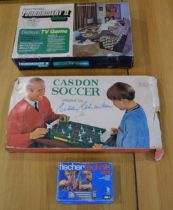 A collection of vintage toys c1970s to include Prinztronic Tournament II, Casdon Soccer and