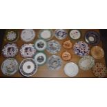 A large collection of 19th century plates to include Spode Felspar examples, blue and white and many