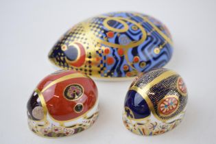 Three Royal Crown Derby paperweights, Computer Mouse, Red Ladybird with two spots and Blue