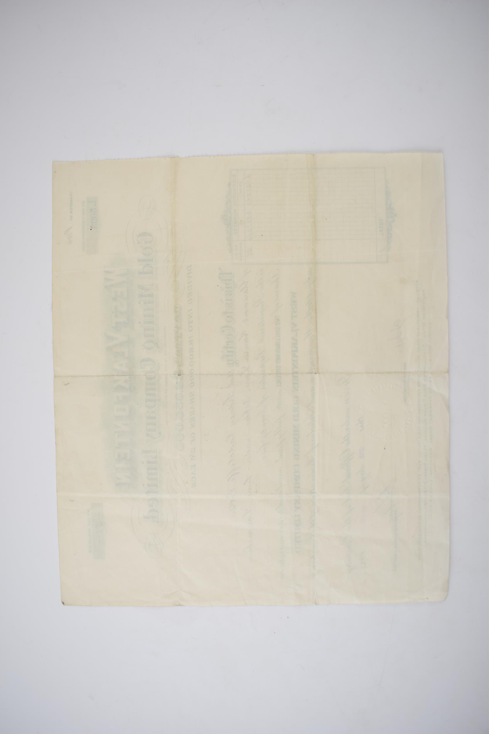 A WEST VLAKFONTEIN Gold Mining Company Limited Shares Certificated dated 10th November 1937. - Image 4 of 4