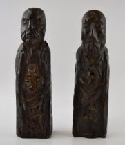 Two 19th century or possibly earlier carved soft wood apostle's. Height 26cm. In good original