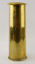 A military B.S.C 4/16 E.W.B.C. Trench Art shell casing with fluted top. Height 28.5cm. In good