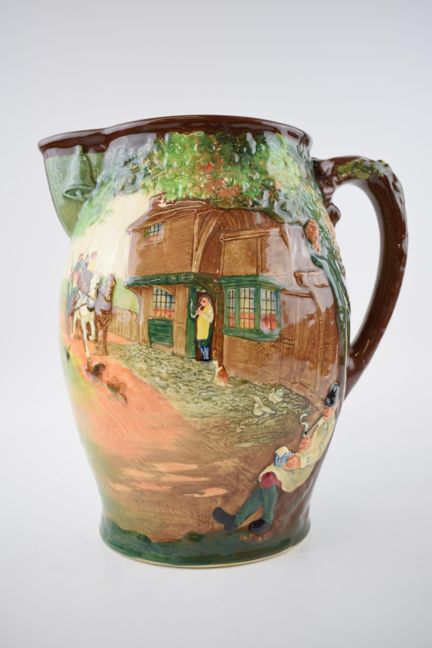 Royal Doulton embossed limited edition jug 'The Regency Coach', 197/500, 28cm tall. In good