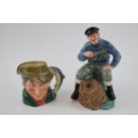 Royal Doulton figure Lobsterman HN2317 and small character jug The Poacher (2). In good condition