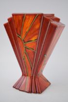 Anita Harris Art Pottery fan vase, decorated in the Sunshine design, 1/1, 22cm tall, signed by