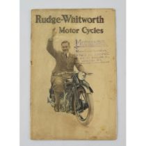 Early Rudge Whitworth motorcycles catalogue. Dated 1929. 20 pages with nice illustrations of