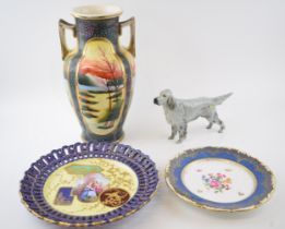 Ceramics to include a Chelson China floral sprays cabinet plate, manufactored for Harrods of London,