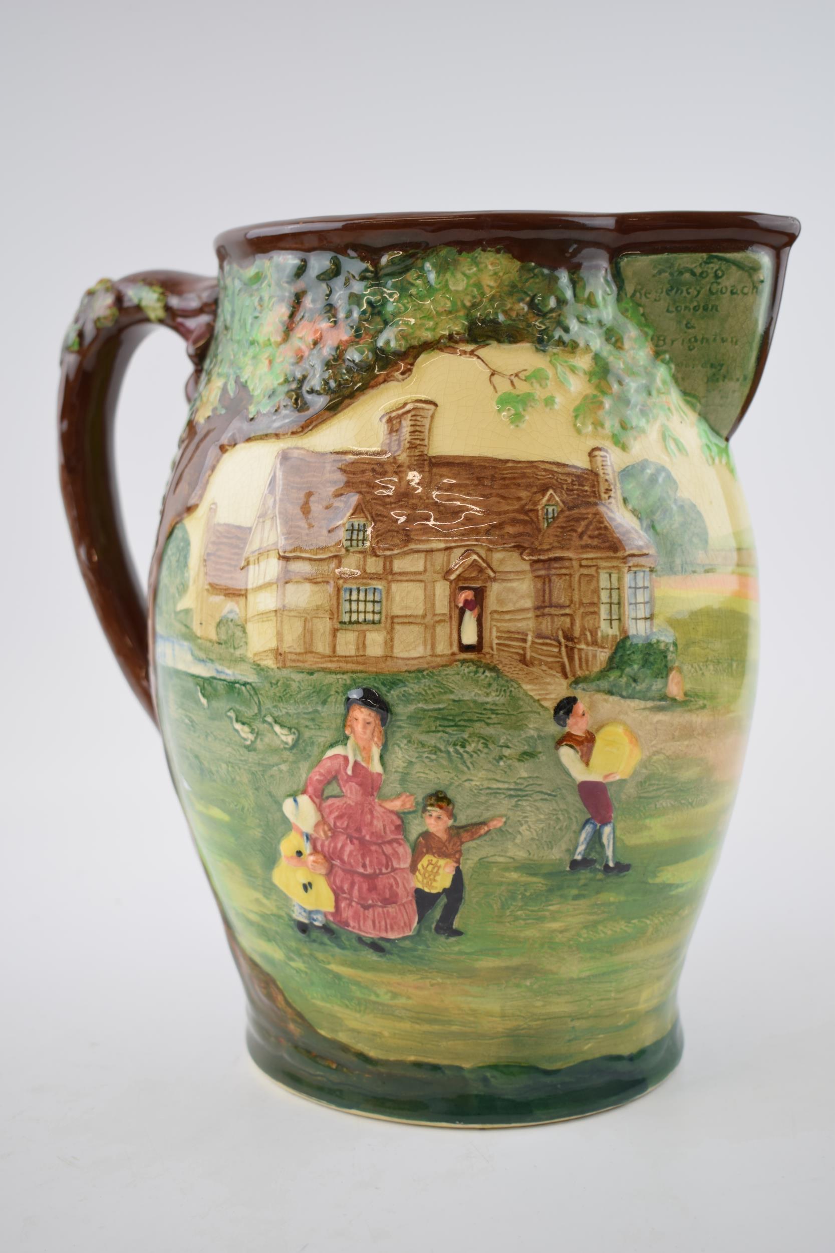 Royal Doulton embossed limited edition jug 'The Regency Coach', 197/500, 28cm tall. In good - Image 2 of 3