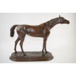 19th century bronze model of a horse standing whilst facing right, bearing 'J Moigniez' signature (