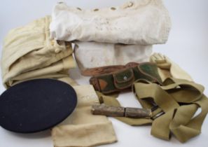Military related items to include an antique white Royal Marines Infantry light duffle bag to