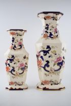 Masons Ironstone pair of graduated vases in the Blue Mandalay pattern, tallest 44cm tall (2). In