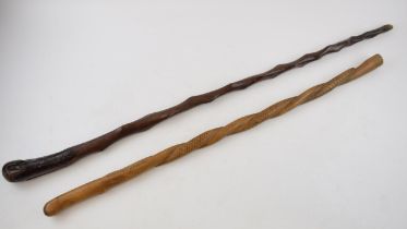 A hand-carved stick of swagger stick length (69cm) bearing the inscription 'Oulton Park 1940' and