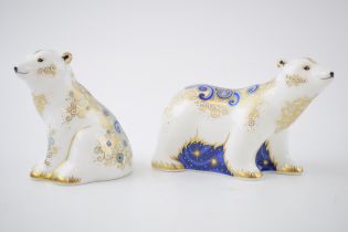 Two Royal Crown Derby paperweights, Polar Bear Cub Standing and a further Polar Bear Cub Sitting,