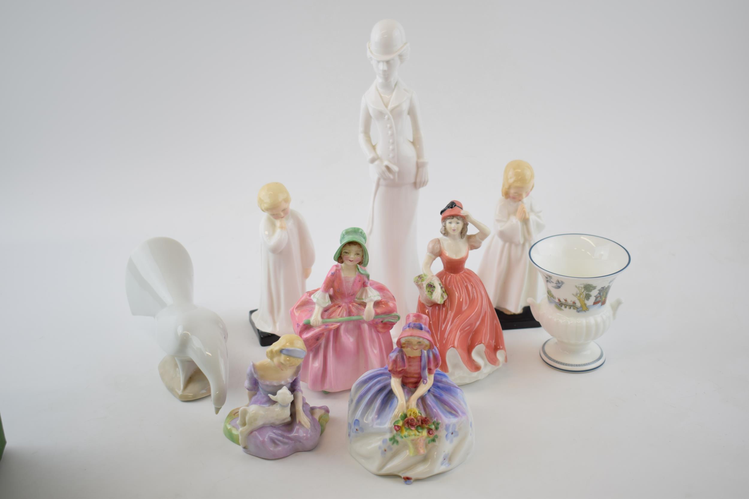 Royal Doulton lady figures to include Monica, Little Bo Peep, Mary Had a Little Lamb (1 ear af), - Image 3 of 5