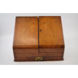 Edwardian folding stationery box with lockable drawer, 37cm wide (interior needs attention).