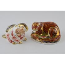 Two Royal Crown Derby paperweights, Otter, a gold signature edition specially commissioned by The